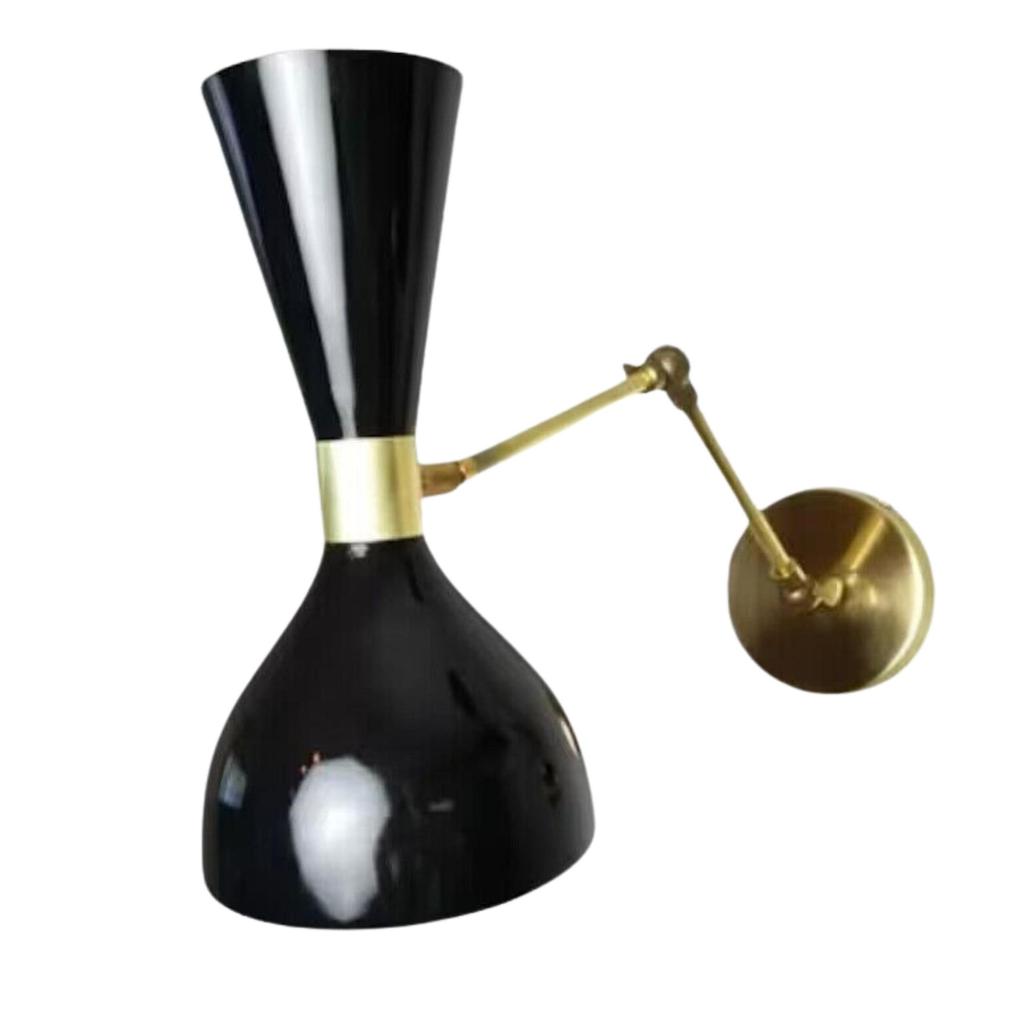 1950 Italian Modern Brass Vanity Light Wall Scone Light Fixture Pair of Scone