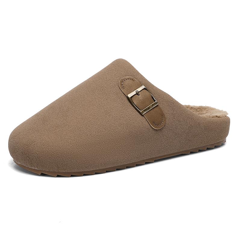 2026 New Unisex Winter Home Slippers Fashion Buckle Design Warm Fleece Lined Non - Slip Indoor Comfort Slippers New Arrival