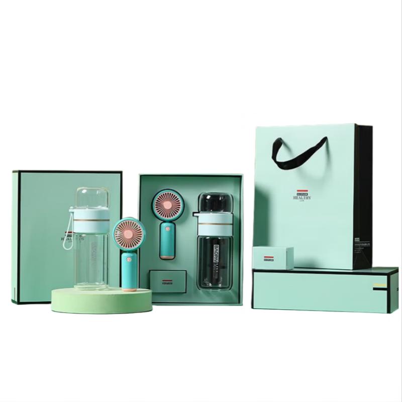 Baopai BP-T5 Double-Layer Glass Cup & Fan Gift Set