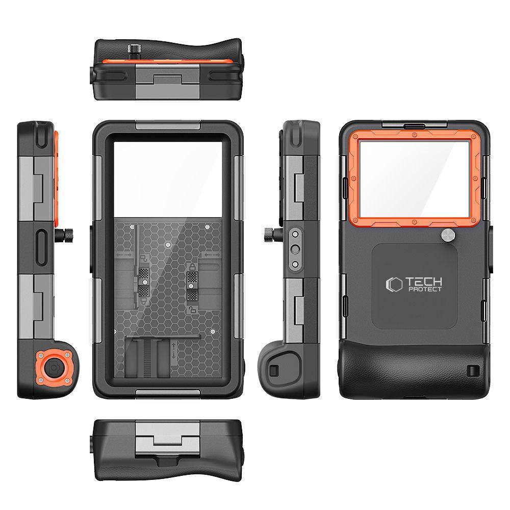 Tech-Protect Ipx8 Univerzální potápěcí vodotěsné pouzdro Černé/Oranžové
