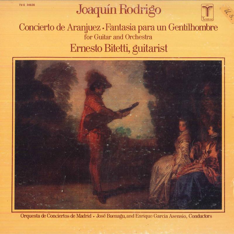 

LP Record ERNESTO BITETTI, JOSE BUENAGU, ENRI - Rodrigo Concierto De Aranjuez / Fan TYS34636 TURNABOUT 1980 US Classical Used