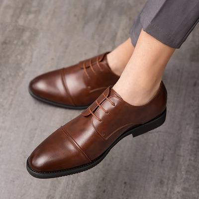 Station Européenne Hommes Nouvelle Arrivée Pointu Épissure Décontracté Derby Cuir Chaussures Noir Marron Tailles 38-48 Chaussures Hommes