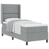 Box Spring Bed with Cushions Light Gray 190 X 90 Cm Fabric