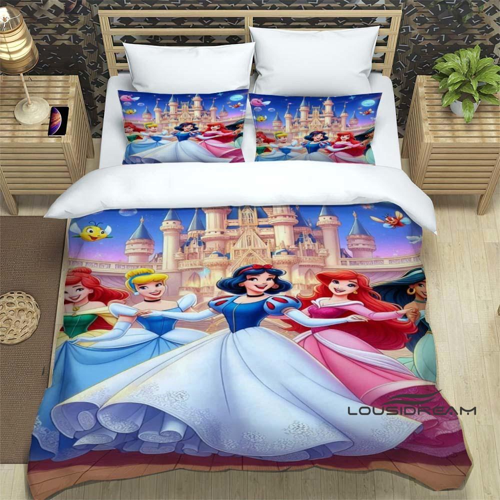 Schneewittchen und die sieben Zwerge Bettwäsche-Set, 3D-bedrucktes Cartoon-Muster Bettbezug, weich und bequem, extra große Größe,