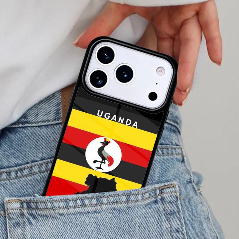 Flag of Uganda Phone Case for iPhone 16e 15 14 13 12 17 Pro Max Plus Air 17pro Cover Coque