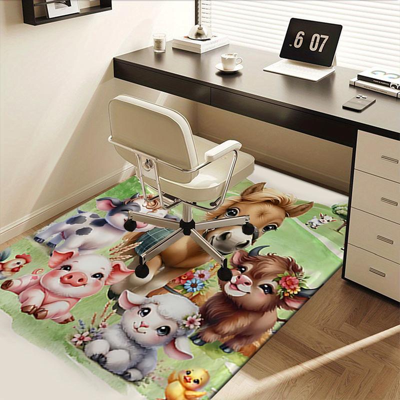 Chair Mat Office Carpet: Large Size, Cute Farm Animal Print, Home Decor for Sofa, Office Use, Gift Idea for Bedroom, Living Room & Various Rooms