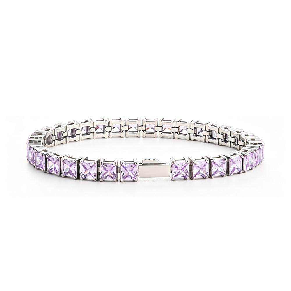 Multi-colored fashionable 4mm wide tennis chain, zircon sparkling hip-hop style exquisite jewelry bracelet for men and women