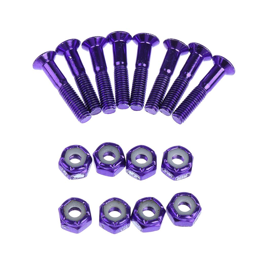 

8 Pieces Skateboard Hex Nuts Screws Longboard Hardware Bolts All 4 Colors фіолетовий