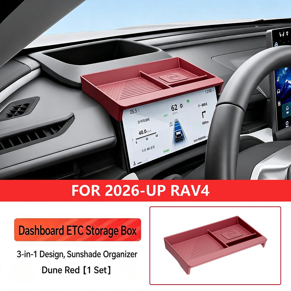 For Toyota RAV4 2026-2028 Behind Screen Silicone Storage Box Black Organizer Tray Center Console Interior Accessories Upgrade