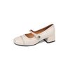 Fashion New Summer Genuine Leather Women Pumps Shoes for Women Fashion Rivet Round Toe Mary Jane Shoes Women Mid Heel Ladies Shoes