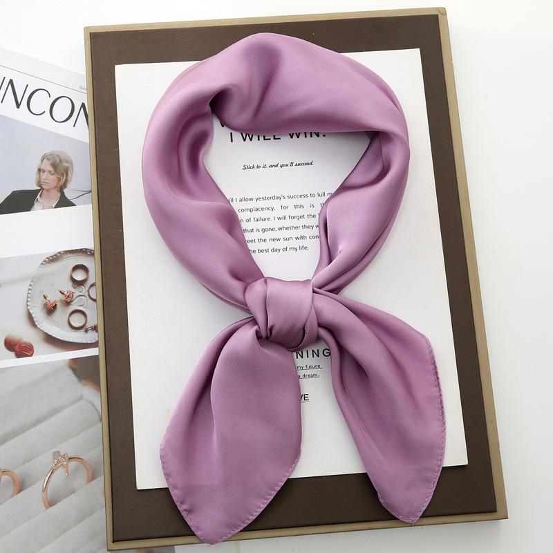 70cm Solid Color Small Square Scarf Women Trendy Versatile Neck Scarf Match Blazer Shirts Decorative Bandana