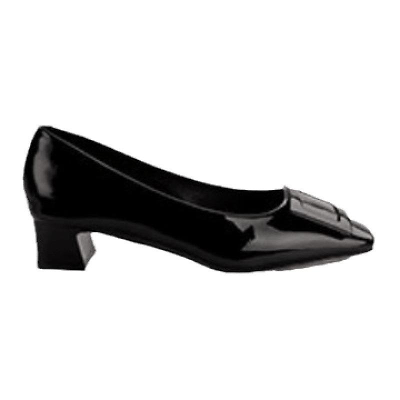 Classic square buckle commuter thick heel square head elegant temperament high heel single shoes spring