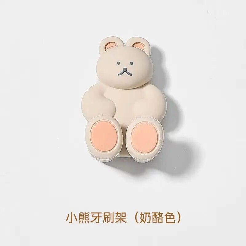 Tovární Roztomilý Trojrozměrný Medvěd Silikonový Nepropichovací Nástěnný Držák na Zubní Kartáčky Roztomilá Koupelnová Přísavka Kreslený Také