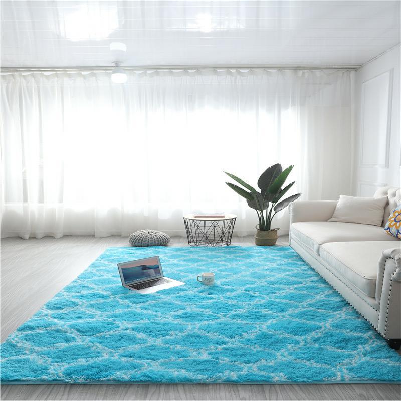 Inyahome Large Rug Fuzzy Fluffy Shaggy Indoor Black White Carpets Modern Moroccan Mats for Living Room Non Slip Nursery Rugs