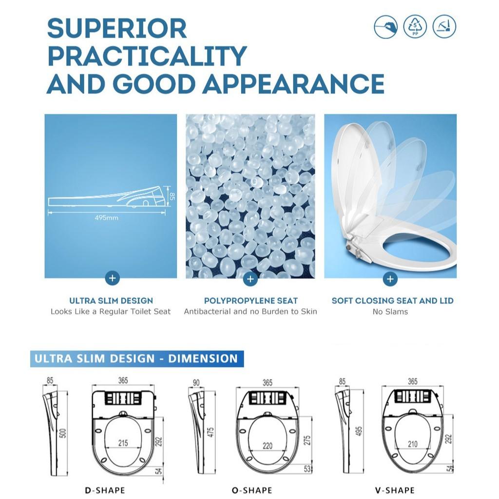 Non-Electric Bidet Toilet Seat Cover Soft Closing Dual Nozzle Manual Control Bidet Seat Home Universal Toilet Seat Lid