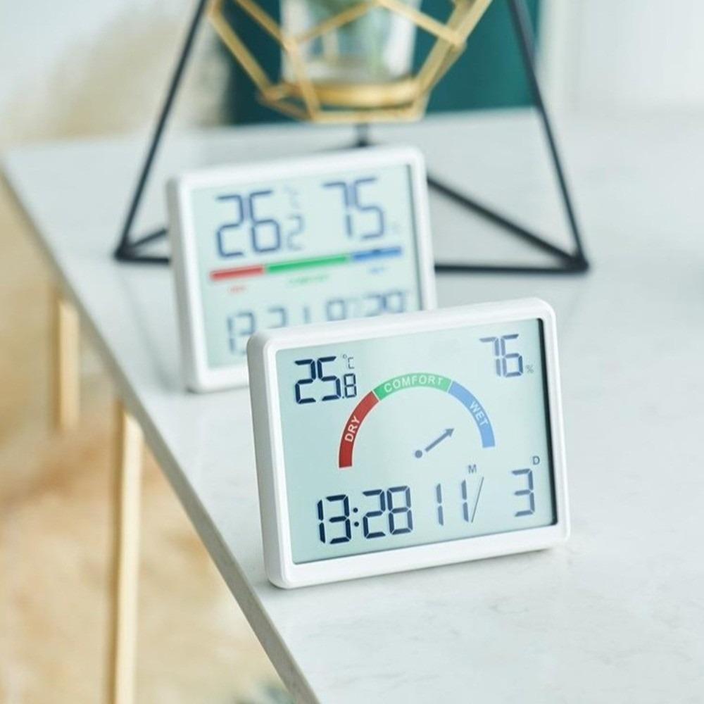 Magnetic Digital Alarm Clock Display Screen Electronic Bedside Desk Clock Rectangular Ultra Thin Temperature Hygrometer Fridge
