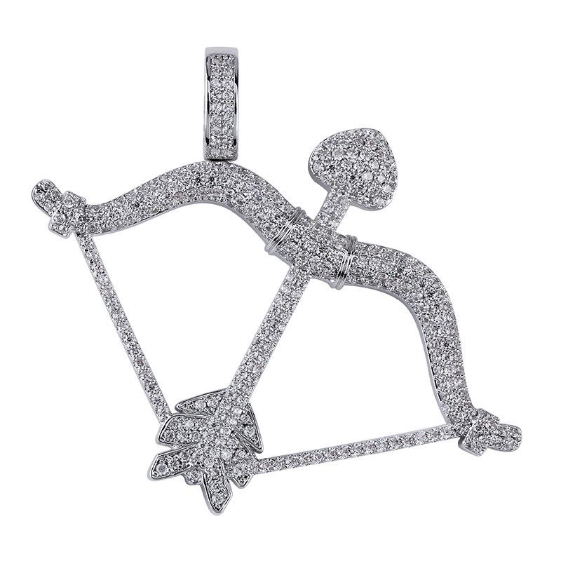 European-American Hip-Hop Cupid's Arrow Zirconia Pendant Necklace