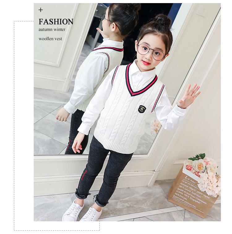 Kids' Preppy Fleece-Lined Vest - Warm School Uniform Sweater for Boys and Girls