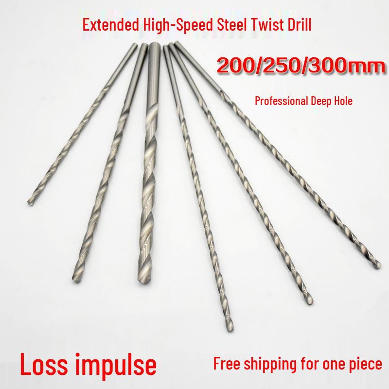 Specialty 700/800mm Extended Straight Shank Twist Drill Bit – High-Speed Steel for Woodworking, Stainless Steel, Iron.