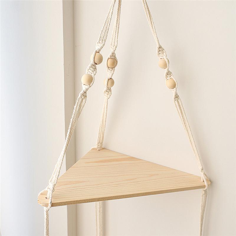 Floating Triangle Shelves Wood Stand Boho Home Decor Corner Shelf LivingRoom Bedroom Wall Hanging Decoration Shelf Display Stand