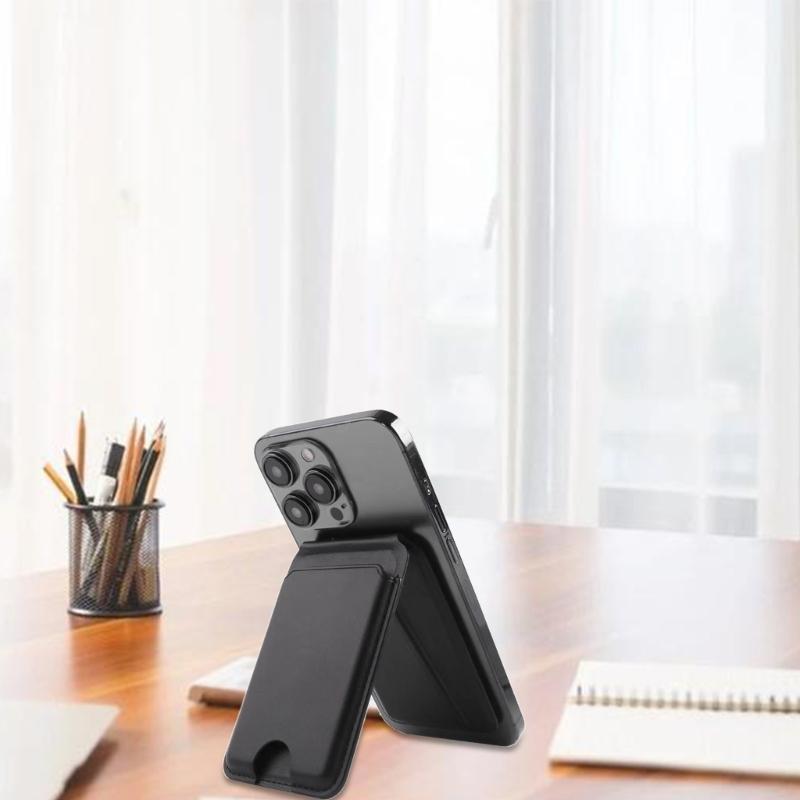 Adjustable Foldable Desk Phone Mount Wide Compatibility Phones Magnetic Holder with Card Storage Function Everyday Use