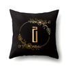 Polyester Pillowcase Black Gold Flower Home Decoration Print Pillowcase 26 English Letter Cushion Cover