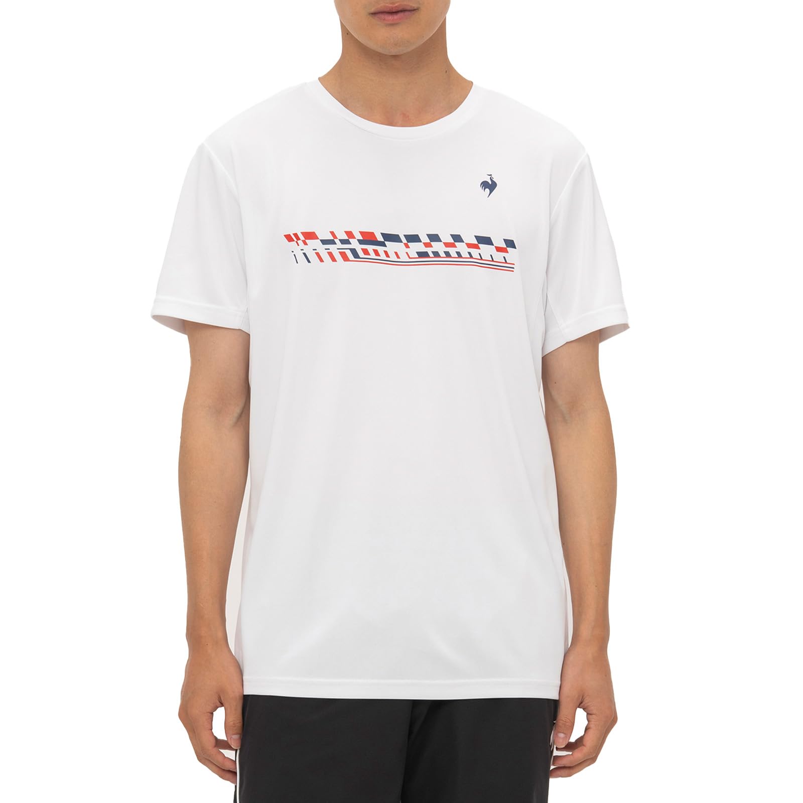 

Coq Tricolor Print Game Short Sweat Quick UV CUT JTA Officially Official White [Le Sportif] Футболка, рубашка, рукав, впитывающая, сухая, (УПФ15),