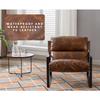 Wahson Bequemer Lounge-Sessel Entspannungssessel, Lounge-Sessel mit Metallstruktur, Freizeitsessel für Schlafzimmer, PU-Leder, Braun