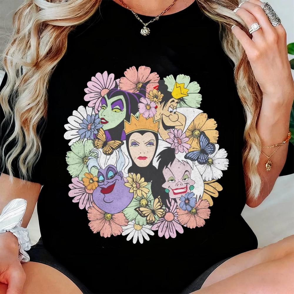 Villains Shirt Womens Tops Tees Short Sleeve Black Tshirt Clothes for Women Y2k Streetwear Summer Blouses Women