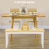 102 cm Wood Dining Bench for 2 People, Wooden Bench for Kitchen, Dining Room, Entryway, White