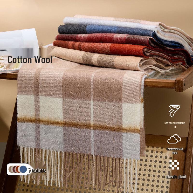 Xun Jing Plaid Wool Blend Scarf