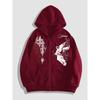 Dark Thorn+Angel Design Original Printed Zipper Hoodie, Fashionable Street Trendy Zipper Hoodie Suitable for Casual Occasions