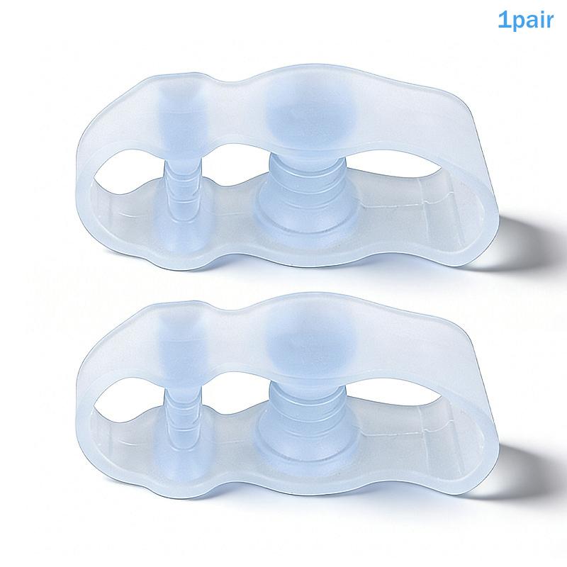 

1Pair Gel Hard Silicone Toe Finger Separator 3 Hole Hallux Valgus Orthopedic Spacers Bunion Overlapping Hammer Foot Corrector Sky blue