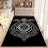 Area Rug, Vegvisir Viking Runic Compass Black White Dragon Knotwork Poster, Living Room Decor, Non-Slip Mat