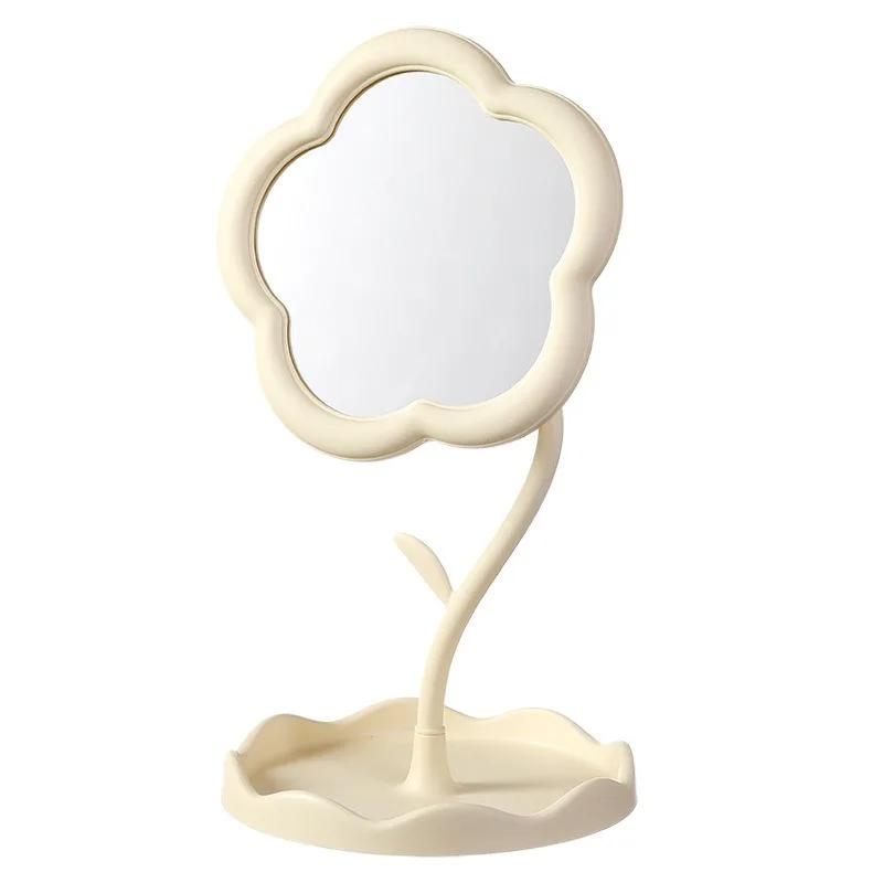 Sunflower Makeup Mirror for Students Desktop Flower Beauty Mirror Girl Dressing Table with Hanging Jewelry