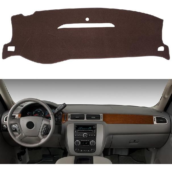 Dashboard Cover Dash Mat Compatible With 07-14 Chevy Tahoe Suburban Denali Avalanche GMC Yukon/XL,07-13 Chevy Silverado Sierra Without Dash Speaker