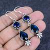 Natural London Blue Topaz Gemstone 925 Sterling Silver Earring 2.36" f6Q79