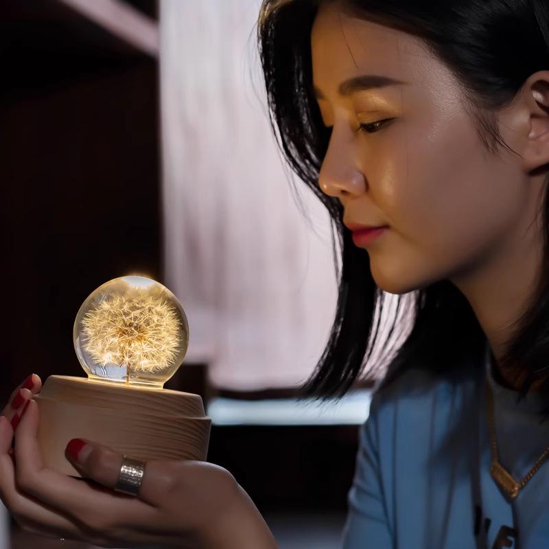 Crystal Ball Music Box Night Light: Multi-Pattern Warm Decor & Gift