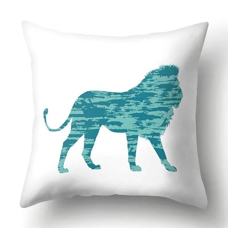Simple Plaid Animal Pillowcase Puppy Cat Giraffe Pillowcase Children's Room Home Decoration Living Room Sofa Cushion Cover