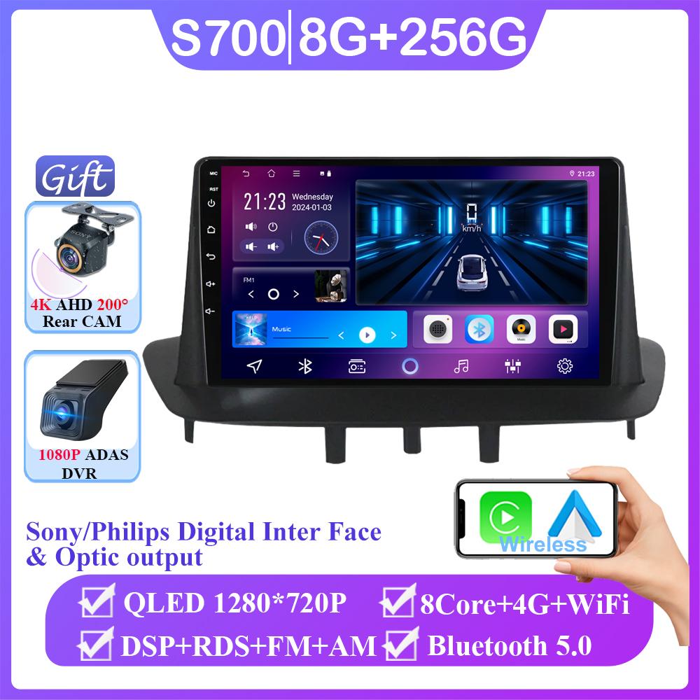 Car Radio Multimedia Play For Renault Megane 3 Fluence Samsung SM3 2008 - 2014 Android 14 Wireless Carplay DSP 48EQ No 2 Din DVD