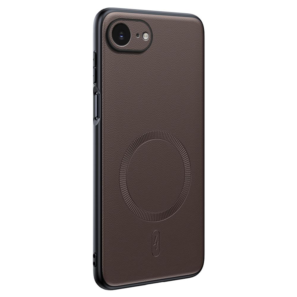 For iPhone 16e Case Compatible with MagSafe Leather Coated TPU+PC Phone Cover