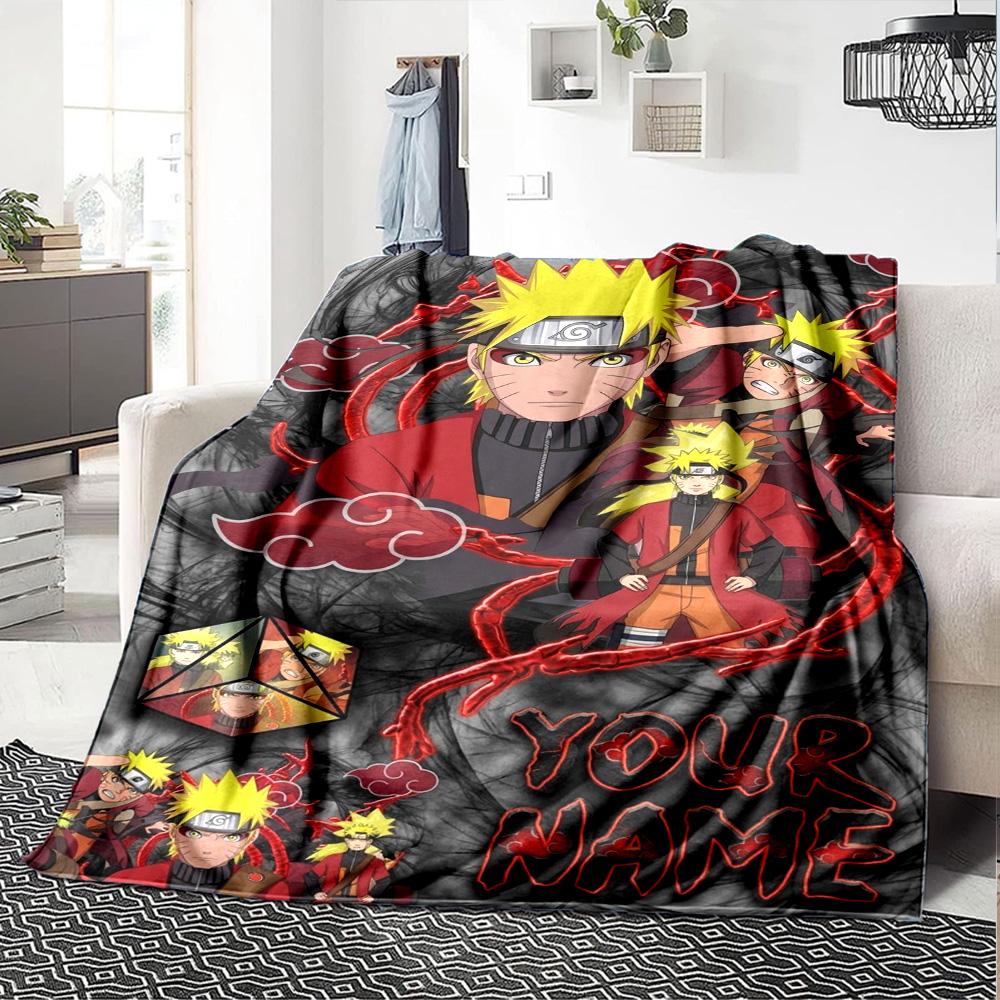 Name Custom Anime NARUTO Print Flannel Blanket High Quality Warm Comfortable Cover for All Seasons Perfect for Gifts Home Decor