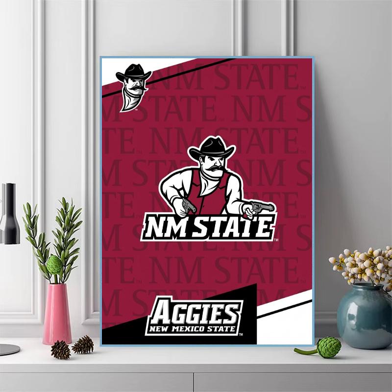 New Mexico St Aggies 100% Round Full Drill 5D DIY Diamond Painting Embroidery Cross Stitch Rhinestone Décor