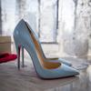 Fashion Multi colored d 12cm super high heels in pink and white patent leather, sexy and fashionable pointed thin single shoes
