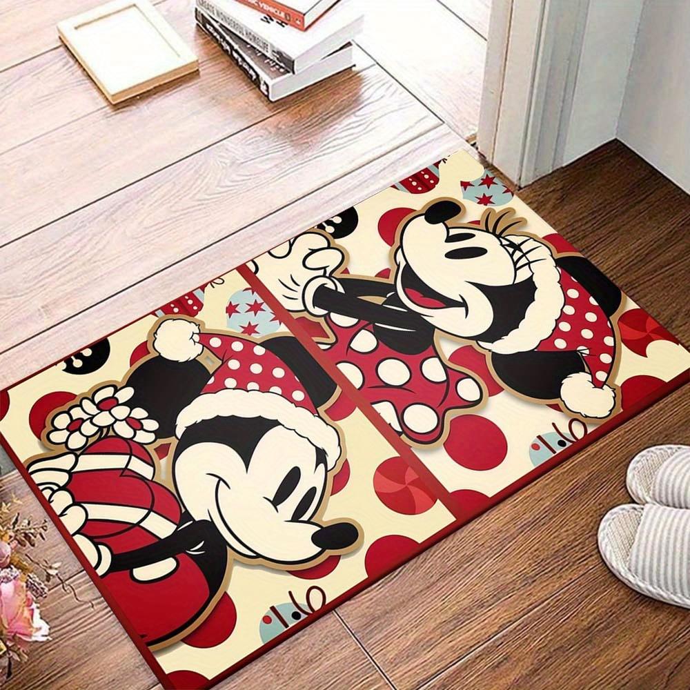 

1pc Christmas Mickey Mouse Minnie Rug - Non-Slip, Machine Washable Polyester Carpet for Living Room, Bedroom, Bathroom & Laundry - Comfortable Home De 60cm by 90cm