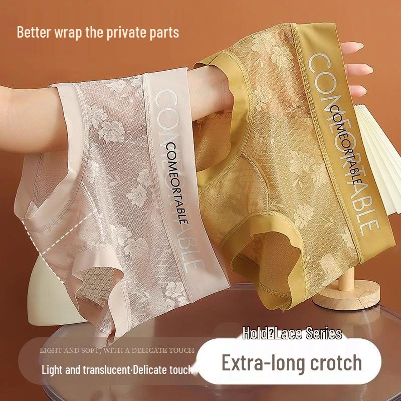 2025 Kant Hoge Taille Dames Sexy Antibacterieel Zijde Kruisje Driehoek Slipje