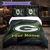Green Bay Packers Customized Name Text Bedding Set, 1 Duvet Cover & 2 Pillowcases Personalized Bedroom Gift