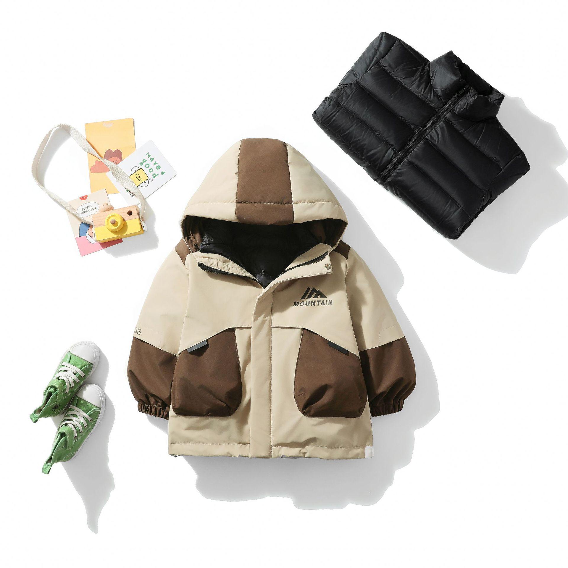 

Children s 90% White Duck Down Windbreaker Jacket - Removable, Warm Outerwear for Boys & Girls 110 (90-100cm) верблюд