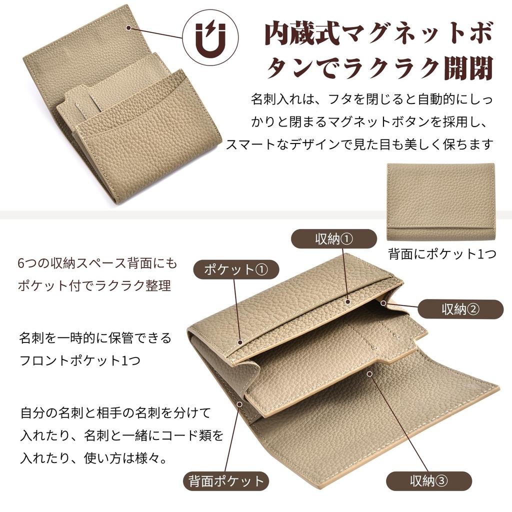 iKaban Women's Genuine Leather Business Card Holder, Business Card Case, Card Holder, Pass Case, Card Case, Multi-functional, Slim, Easy Access,