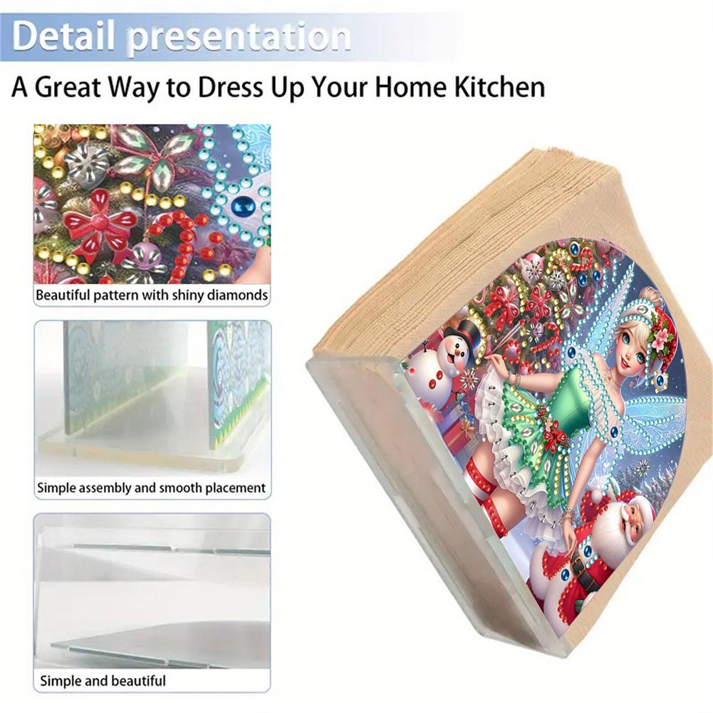 Christmas Acrylic Napkin Holder Diamond Painting Kit DIY 5D Diamond Art Painting Towel Holder Kit Christmas Decorations